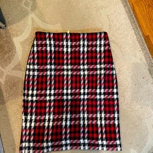 Talbots Red & Black plaid wool skirt
